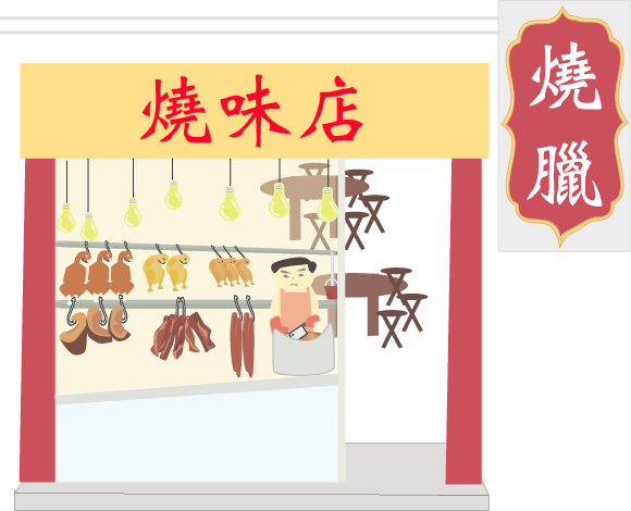 香港式ロースト料理のレストランの外見。